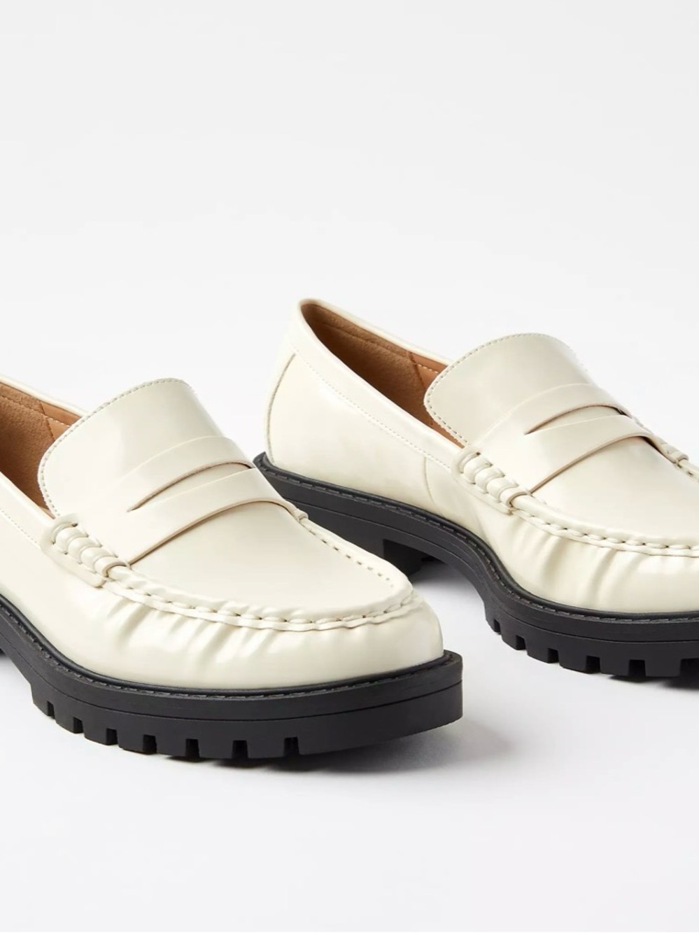 LOFT Women’s White Penny Loafers with Black Sole